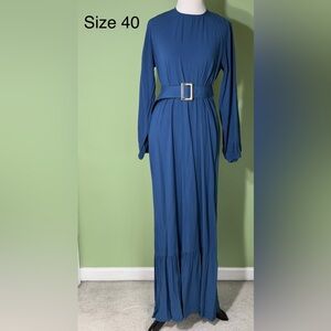 Elegant Blue Belted Dress